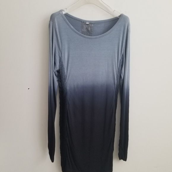 *SOLD* YOUNG FABULOUS & BROKE | ombre dress fringes silk navy blue sz S - Picture 8 of 11